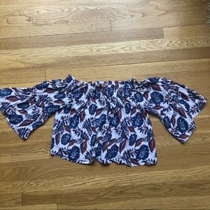 Tropical Print Off the Shoulder Blouse